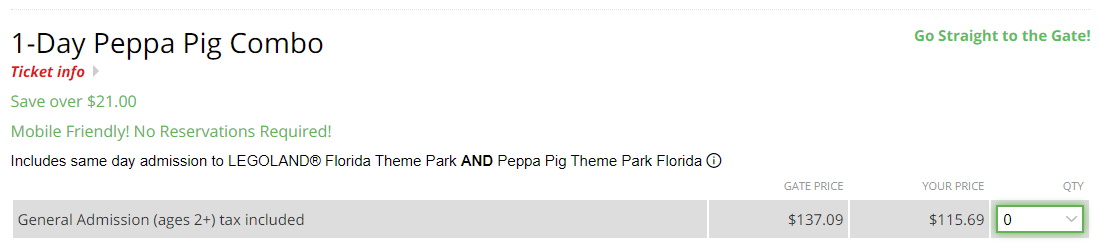 LEGOLAND Florida Peppa Pig aRes Discount Tickets
