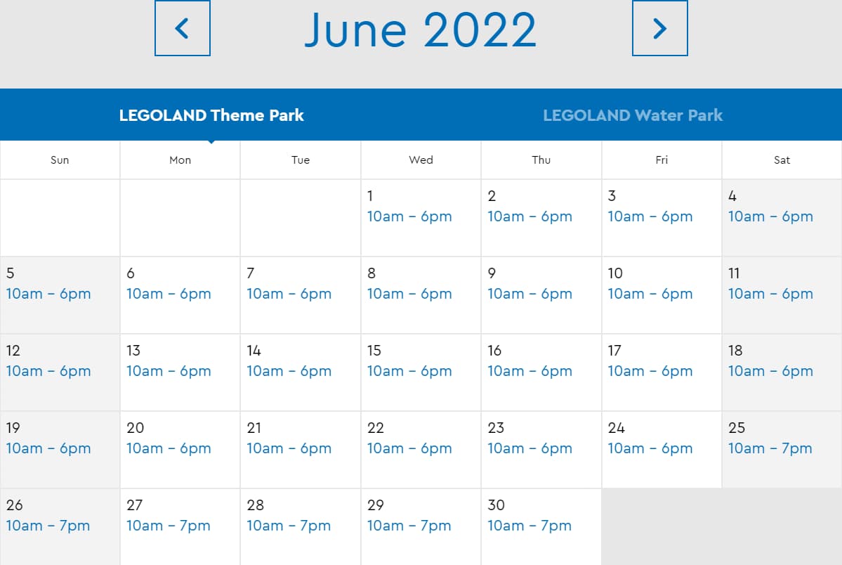 LEGOLAND Florida Theme Park June 2022 Hours