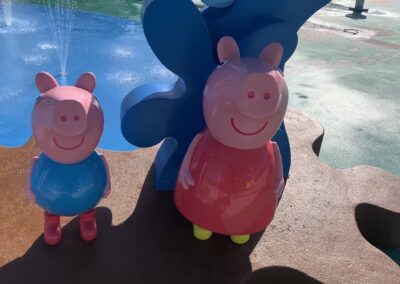 Peppa Pig and George Pig in the kids splash area