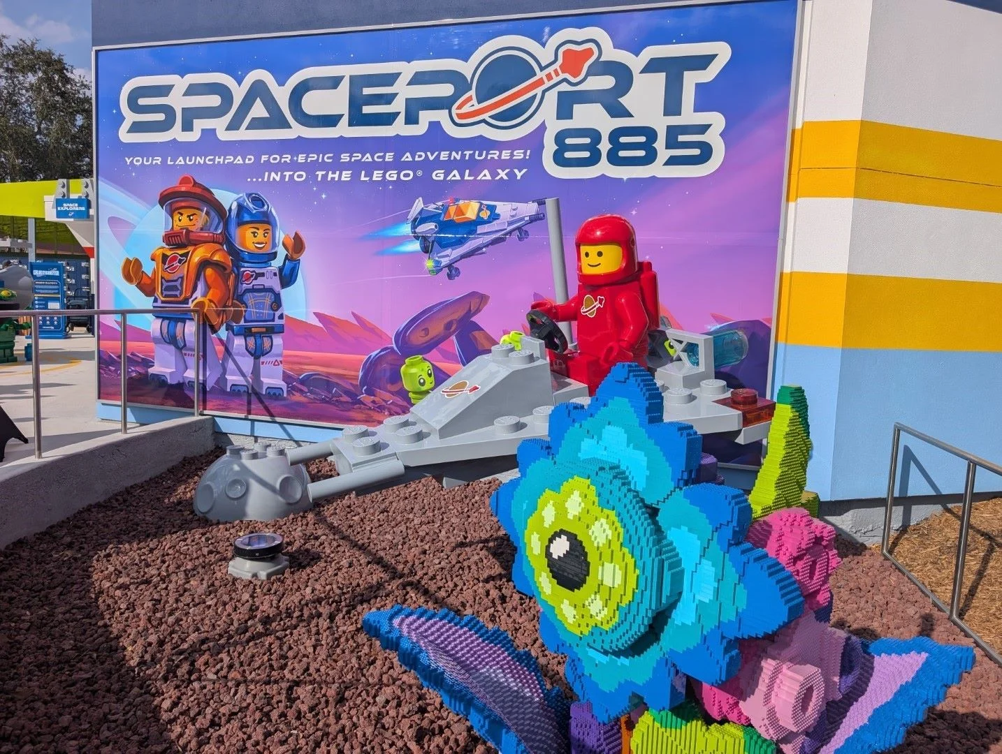 Inside Galacticoaster at LEGOLAND Florida: What Families Can Expect 1 Spaceport 885 sign at Galacticoaster in LEGOLAND Florida