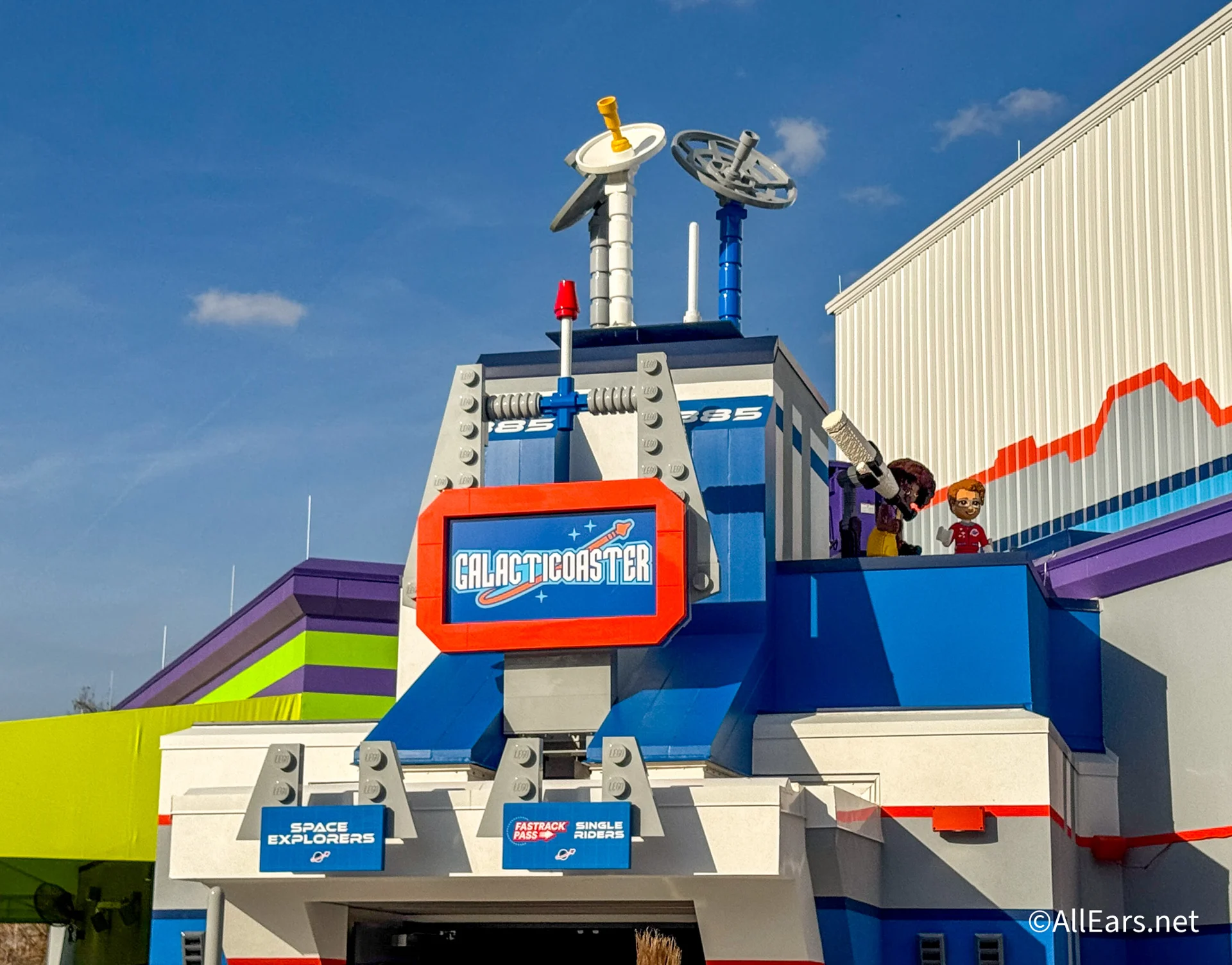 LEGOLAND Florida 2027 Annual Pass Deal Includes the Rest of 2026 1 Galacticoaster sign and LEGO space figures above the ride entrance at LEGOLAND Florida