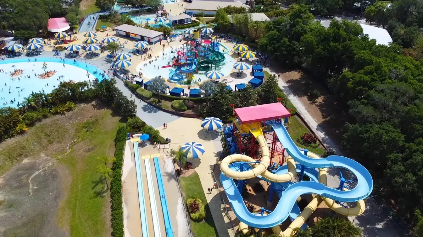 LEGOLAND Florida Seasonal Planning Guide 2026 1 Aerial view of LEGOLAND Water Park slides and pools